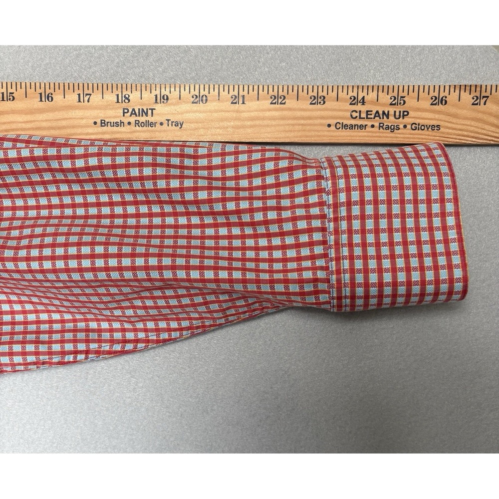 Robert Graham Shirt 2XL Red Checkered Geometric Long Sleeve Abstract Flip Cuff - Picture 7 of 12